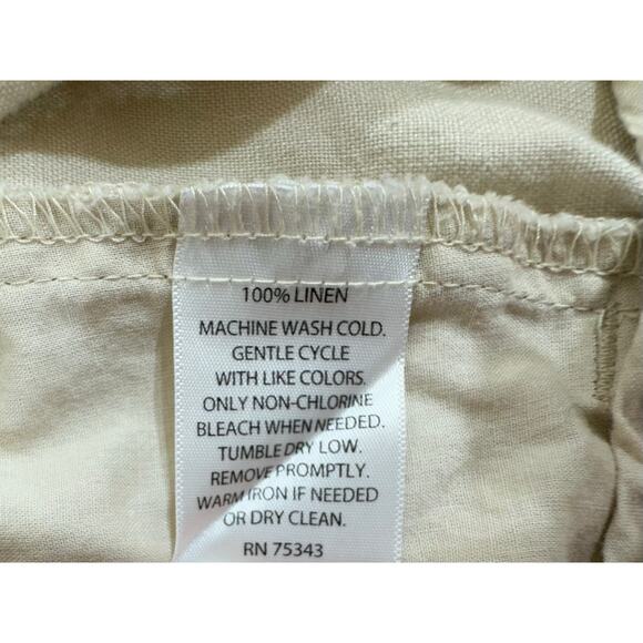 Cynthia Rowley Pants Size 6 (31x31.5) Beige Wide Leg Cargo 100% Linen Roll Tab - Picture 6 of 11